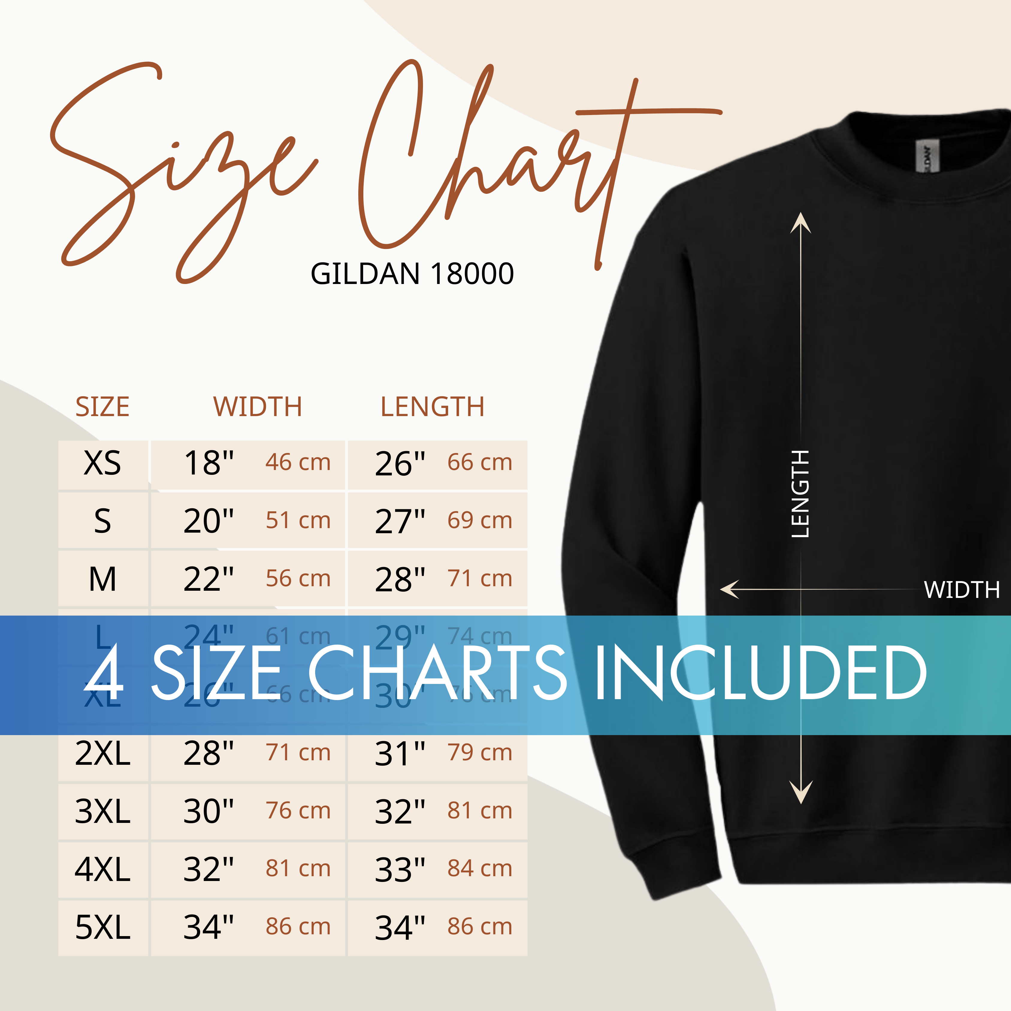 85 Etsy Size & Color Charts + Guarantee