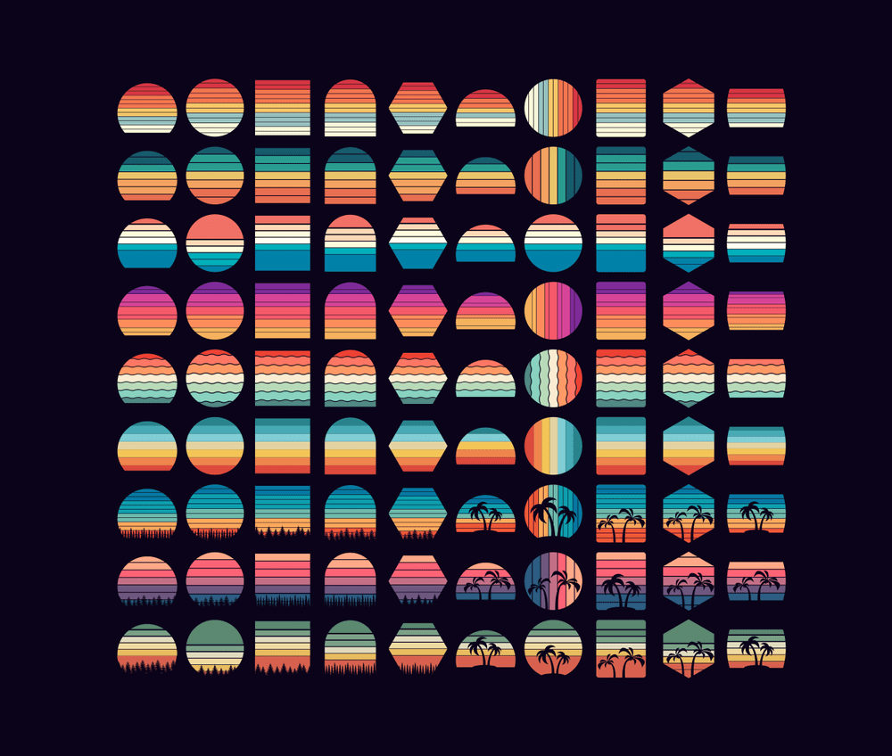 180 Vintage Sunsets Bundle for Print on Demand