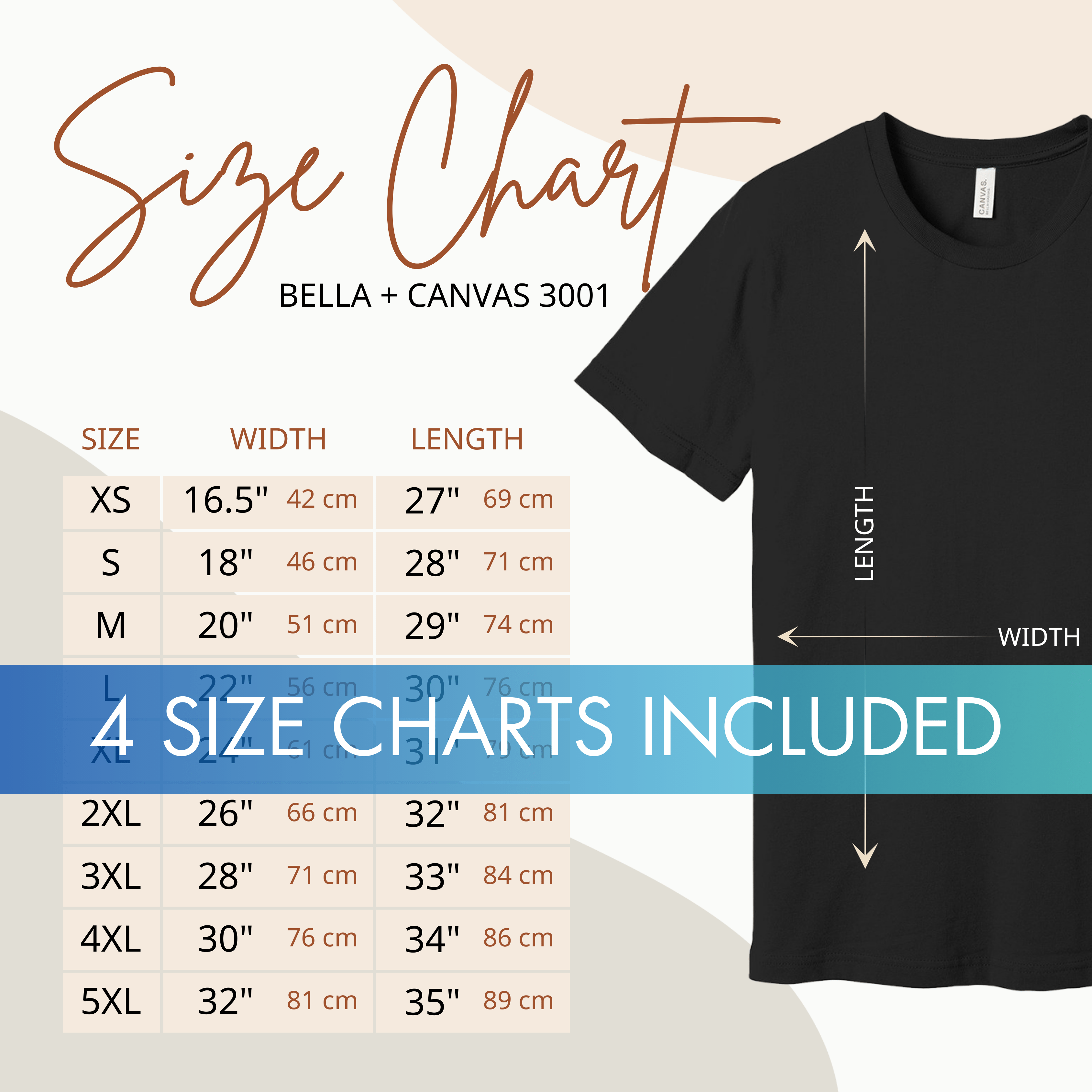 85 Etsy Size & Color Charts