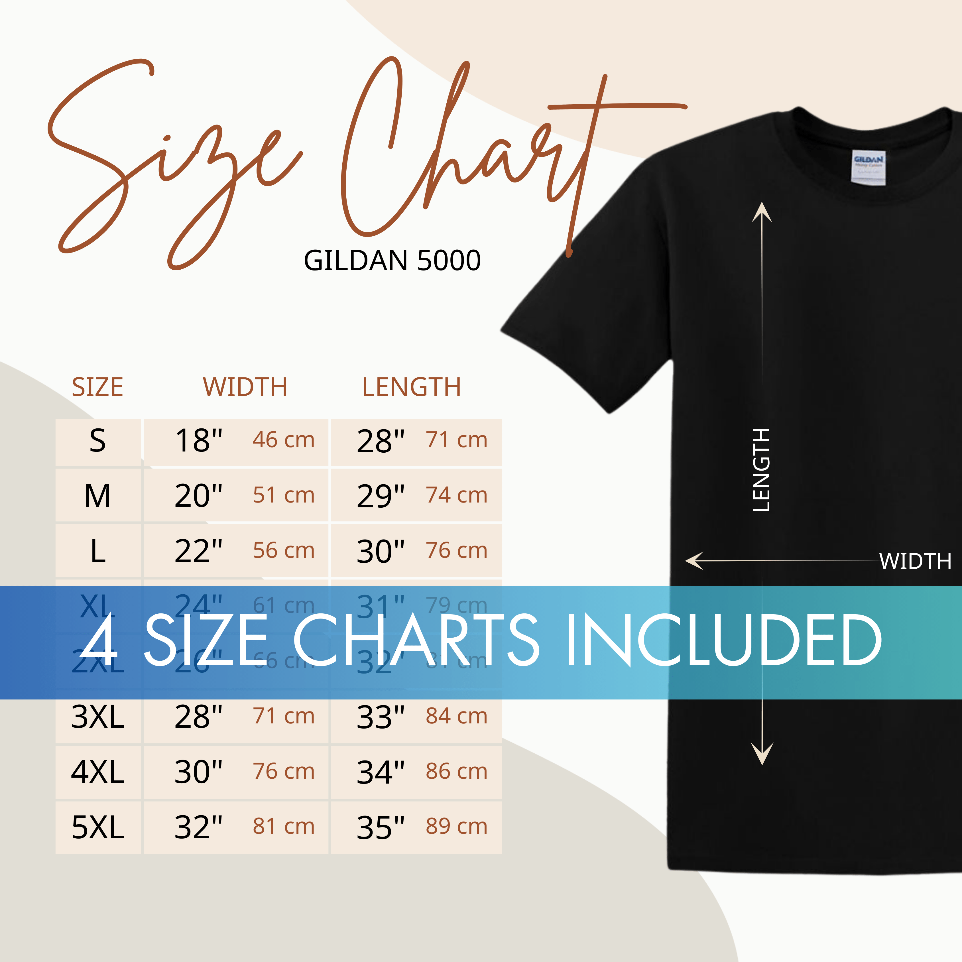 85 Etsy Size & Color Charts